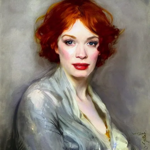 Image similar to christina hendricks by anders zorn,