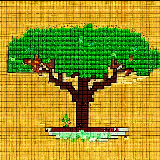 Prompt: 2 d tree from stardew valley pixel art