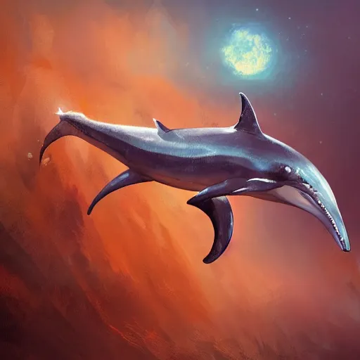 Image similar to concept art by jama jurabaev, brush stroke, cyborg dolphin, trending on artstation, high quality, extremely detailed