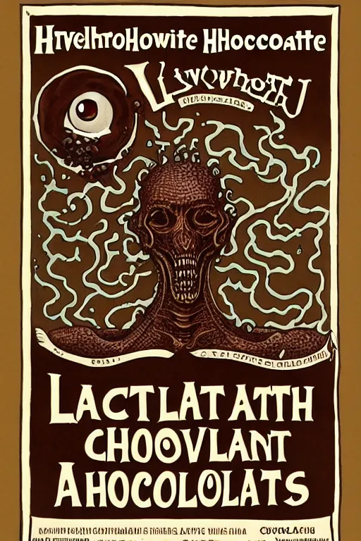 Prompt: lovecraft chocolate advert