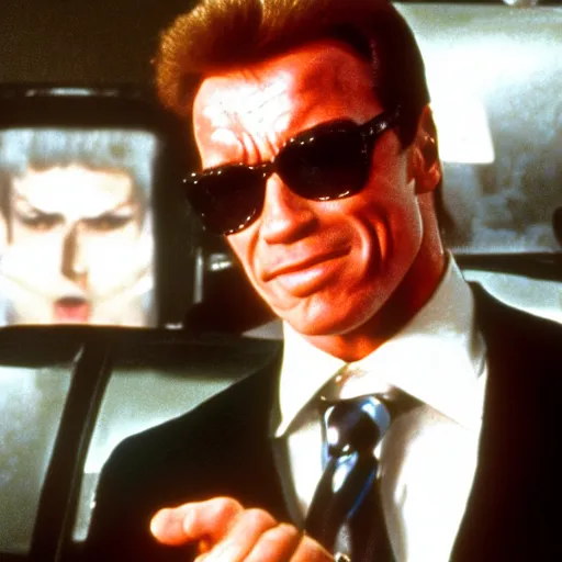 Image similar to arnold schwarzenegger as austin powers, movie still