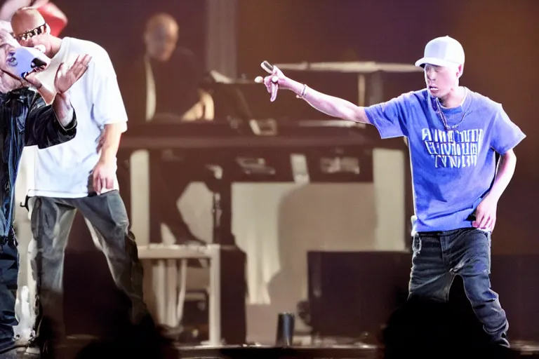 Image similar to eminem perfoming at elderly home