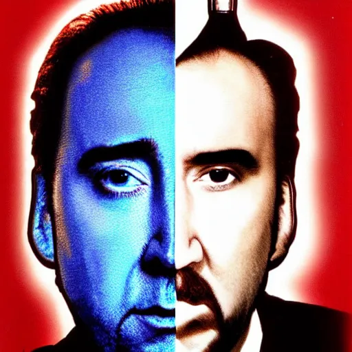 Image similar to liquid Nicolas Cage from bottle.