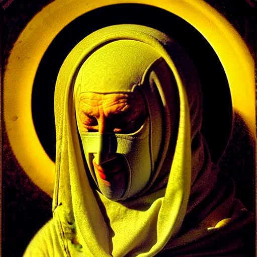 Prompt: priest in a mask of sun, by carl bloch