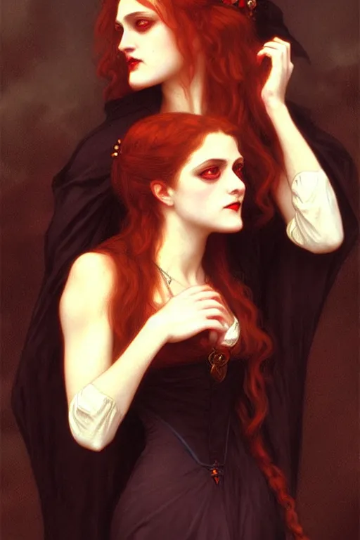 Prompt: victorian vampire, gothic, painting by rossetti, bouguereau, detailed art, artstation
