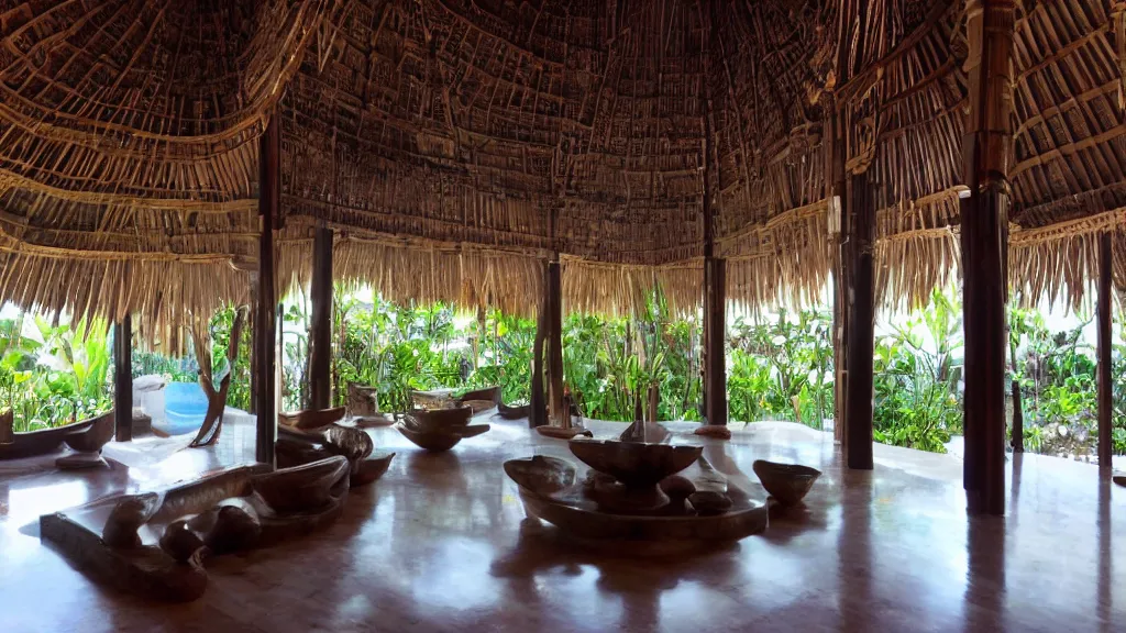 Image similar to bali interior indoor architecture, trending, famous, popular