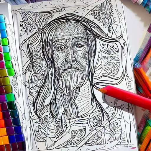 Image similar to otzi, coloring book,