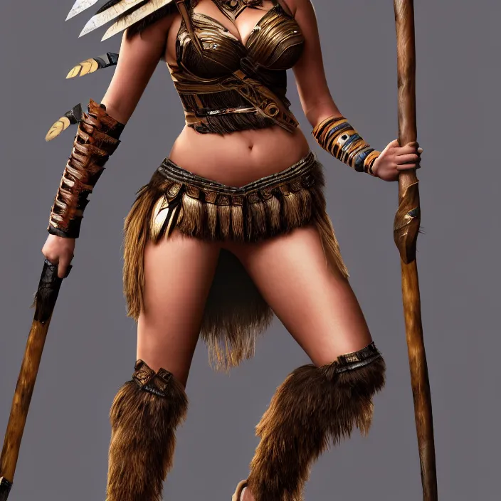 Image similar to full body photograph of kate upton as an amazon warrior. Extremely detailed. 8k