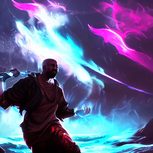 Image similar to Kanye West, League of Legends amazing splashscreen artwork, splash art, hd wallpaper, artstation