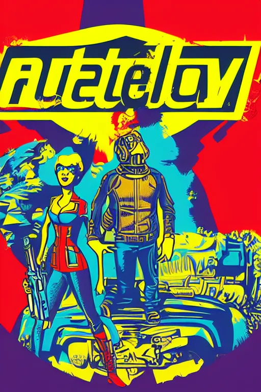 Image similar to fallout 7 6 retro futurist illustration art by butcher billy, sticker, colorful, illustration, highly detailed, simple, smooth and clean vector curves, no jagged lines, vector art, smooth andy warhol style