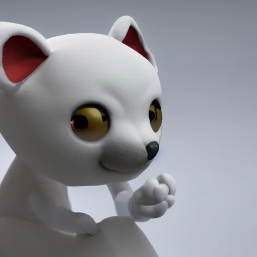 Prompt: a close up of a toy animal on a white surface, a 3 d render by puru, polycount contest winner, furry art, rendered in maya, physically based rendering, made of rubber