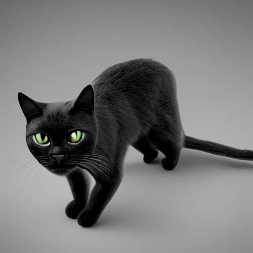 Prompt: Isometric black cat, octane render, realistic lighting