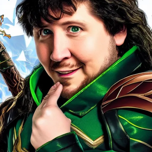 Image similar to Jon Tron as loki in the avengers, hyperrealistic