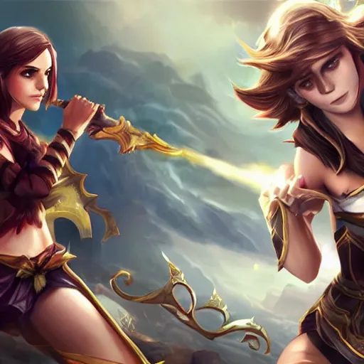 Prompt: Emma Watson in League of Legends. Legendary Skin. In game capture