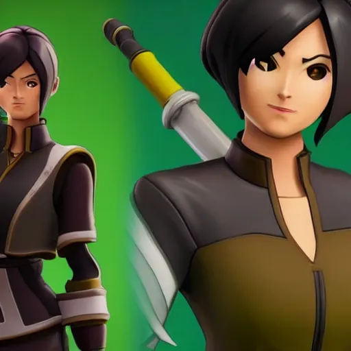 Image similar to toph beifong in fortnite, character render, full body shot, highly detailed, in game render