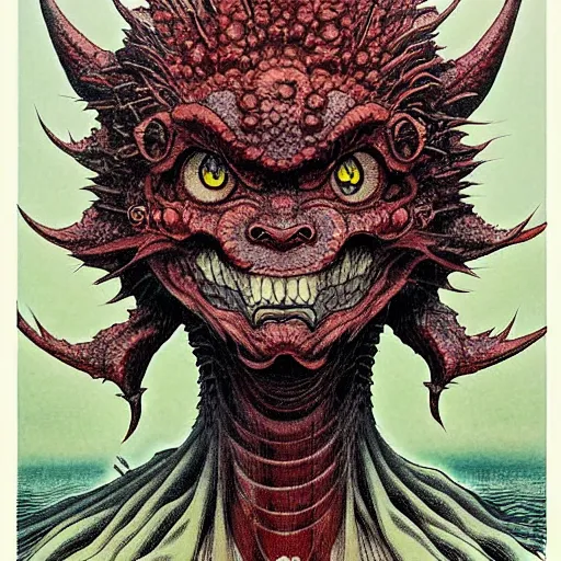 Prompt: prompt : portrait of kaiju character painted in miyazaki color style drawn by katsuhiro otomo and takato yamamoto, inspired by fables, china doll face, smooth face feature, intricate oil painting, high detail, sharp high detail, manga and anime 2 0 0 0