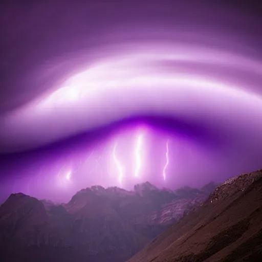 Image similar to amazing photo of a purple tornado in the sky by marc adamus, beautiful dramatic lighting