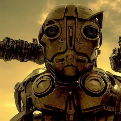 Image similar to movie still of god sun cyborg, cinematic composition, cinematic light, criterion collection, by guillermo del toro