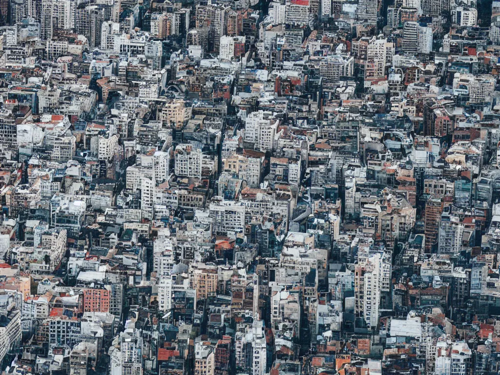 Image similar to drone view of a city, Brutalist architecture,sharp focus,telephoto lens,digital art 4k