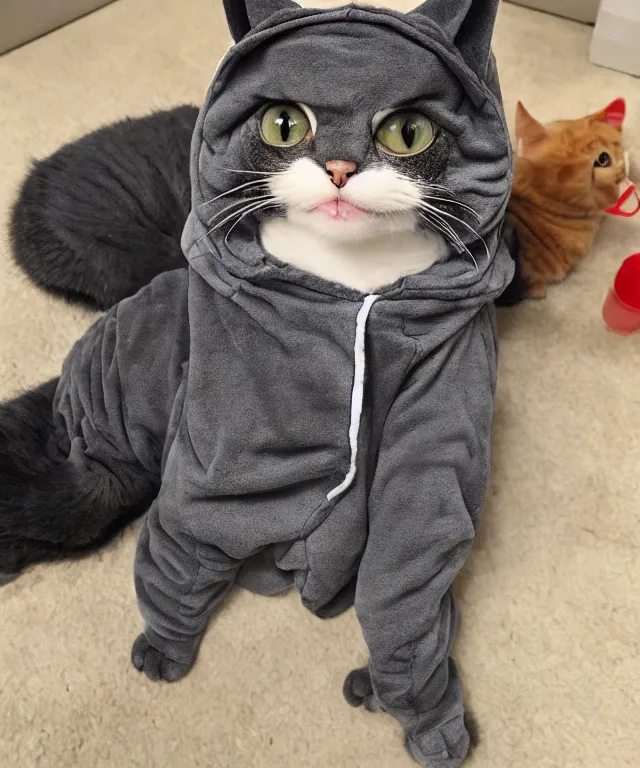 Prompt: a cat wearing a kigurumi