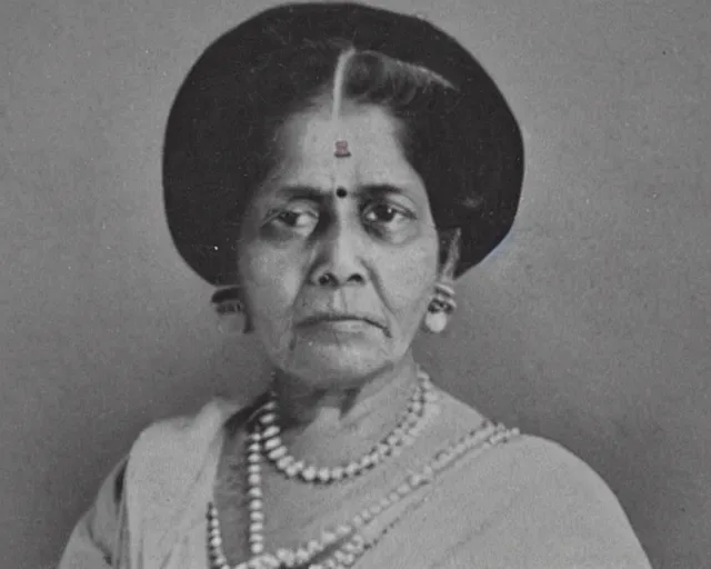 Prompt: old photograph of my grandma taken in bengaluru circa 1749