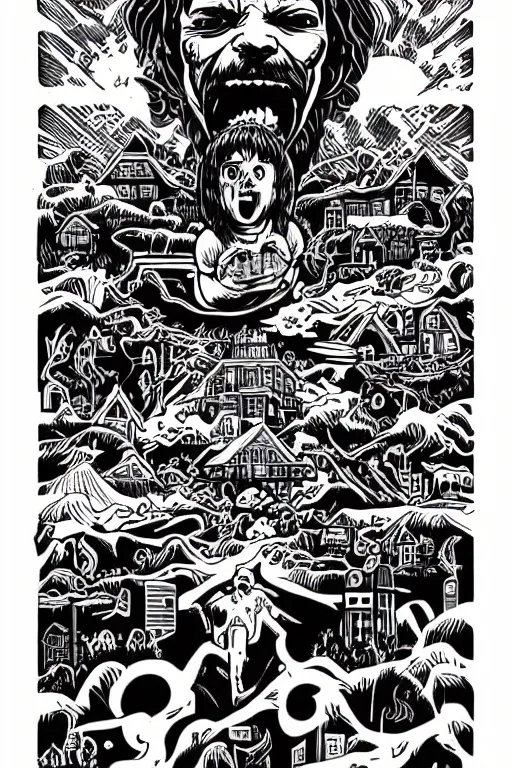 Image similar to mcbess illustration of the upside down from stranger things