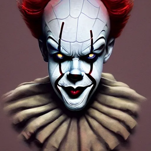 Prompt: symmetry of pennywise mixed with spiderman and sandman from neil gaiman, rpg reference, art by greg rutkowski, artgerm, trending on artstation, octane render, insanely detailed, 8 k, hd