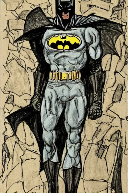 Image similar to Batman by drawing by Egon Schiele