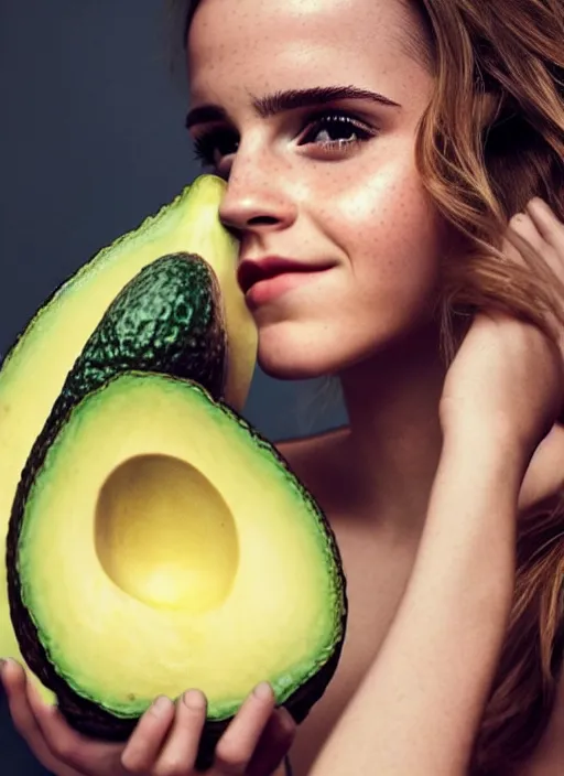 Prompt: emma watson and an avocado, high quality photography