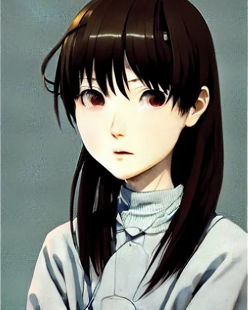 Prompt: a highly realistic, portrait of a beautiful japanese girl, serial experiments lain, wired landscape, sharp features, a beautiful face, soft smile, under studio lighting, taken with a canon eos camera with 1 3 5 mm focal length, art by range murata and yasuyuki ueda