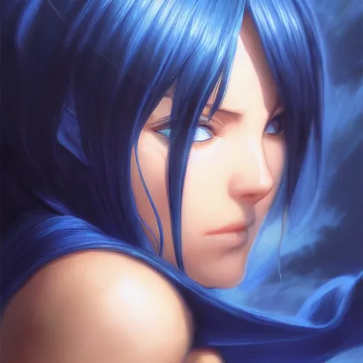 Image similar to nico robin by eiichiro oda!, makoto shinkai, blue eyes!!, large aquiline nose!!, highly detailed, digital painting, trending on artstation, concept art, matte, sharp focus, illustration, art by artgerm, greg rutkowski, magali villeneuve, and adolphe bouguereau