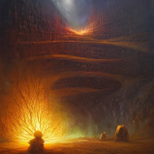 Prompt: the valley of ashes, by Mariusz Lewandowski, Remedios Varo, Tomasz Alen Kopera, Shaun Tan, Andrew Ferez,, dramatic lighting