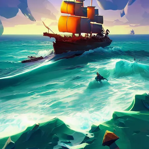 Image similar to painting treasure on sea of thieves game smooth median photoshop filter cutout vector, behance hd by jesper ejsing, by rhads, makoto shinkai and lois van baarle, ilya kuvshinov, rossdraws global illumination