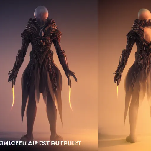 Image similar to character design, void arcanist, mist, photorealistic, octane render, unreal engine, hyper detailed, volumetric lighting