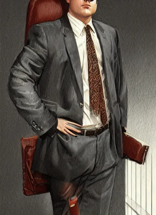 Prompt: portrait of Rich Sommer as Harry Crane in Mad Men (2007), intricate, highly detailed, centered, digital painting, artstation, concept art, smooth, sharp focus, illustration, artgerm, donato giancola, Joseph Christian Leyendecker, WLOP, Artgerm