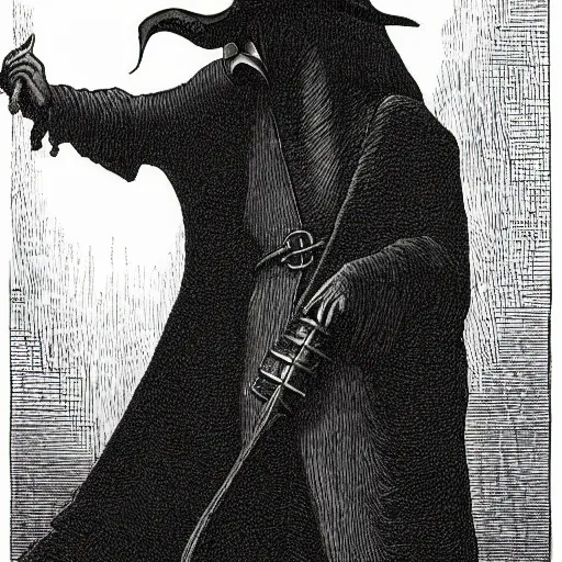 Prompt: plague doctor by franklin booth