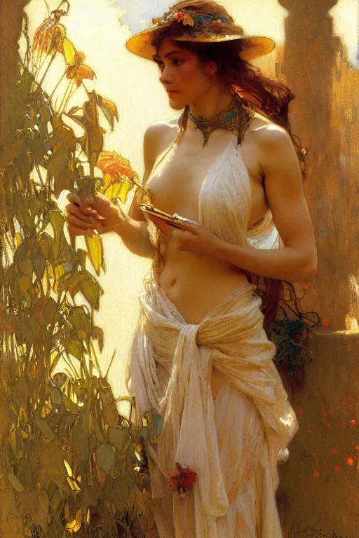 Image similar to attractive woman, florence, painting by gaston bussiere, craig mullins, greg rutkowski, alphonse mucha