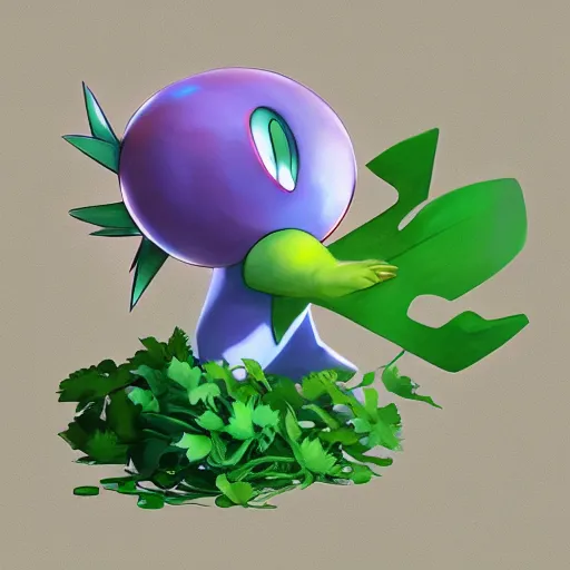 Prompt: a pokemon made of cilantro by Stanley Artgerm Lau, WLOP, Rossdraws, ArtStation, CGSociety, concept art, cgsociety, octane render, trending on artstation, artstationHD, artstationHQ, unreal engine, 4k, 8k,