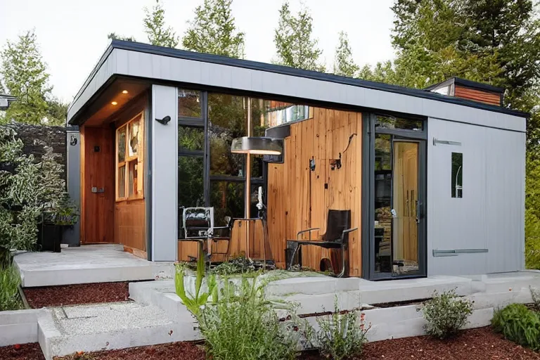 Image similar to modern backyard shed with quaint details in a canadian backyard