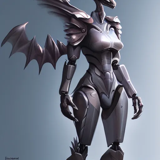 Image similar to realistic detailed stunning anthropomorphic female robot dragon, posing elegantly, sleek streamlined armor and design, high quality, artstation, deviantart, furaffinity