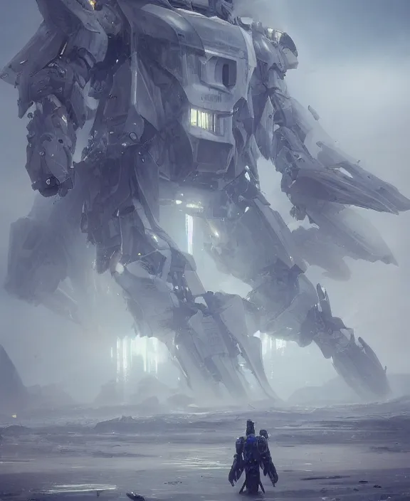 Image similar to surreal romantic mecha covenant deformation horizontal building, futuristic berserk white architecture in the beach in iceland, foggy, highly detailed, digital painting, arstation, concept art, hyperealistic octane render, unreal engine, by ruan jia