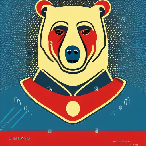 Image similar to Propaganda poster of a dictator bear, sticker, highly detailed, colorful, illustration, drama, smooth and clean vector curves, no jagged lines, vector art, smooth