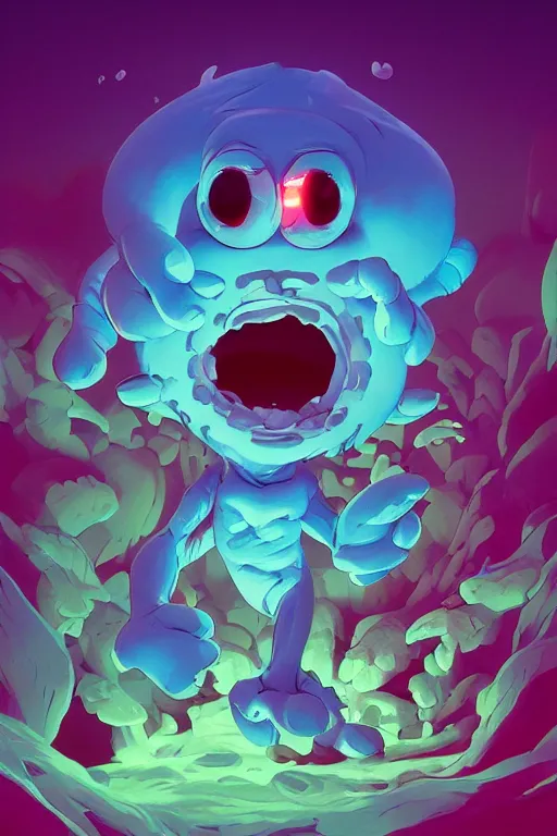 Image similar to smurf ghost creature animal sushi cristal very big eye roots cactus elemental flush of force nature micro world fluo fishscale, behance hd by jesper ejsing, by rhads, makoto shinkai and lois van baarle, ilya kuvshinov, rossdraws radiating a glowing aura global illumination ray tracing hdr