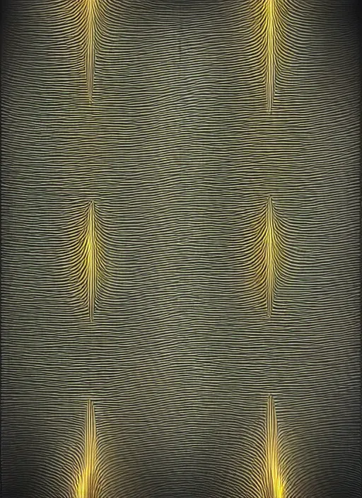 Prompt: symmetrical, shiny!!!! award - winning painting, abstract, gold and silver shapes, rectangles, geometry, elegant, luxurious, beautiful, pitch black background, dali