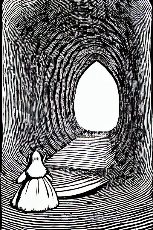 alice in wonderland rabbit hole illustration
