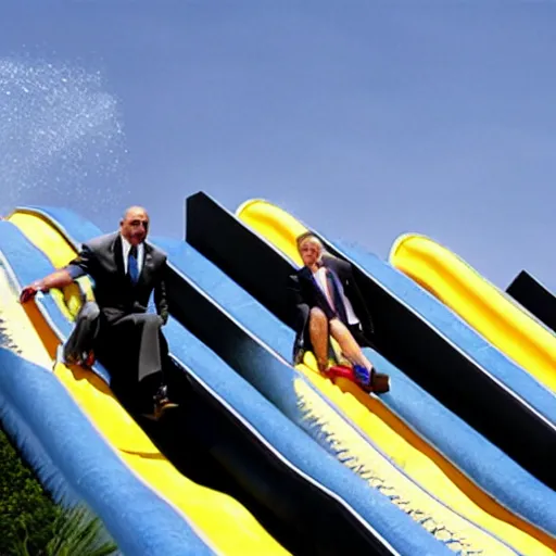 Image similar to rudy giuliani sliding down a waterslide