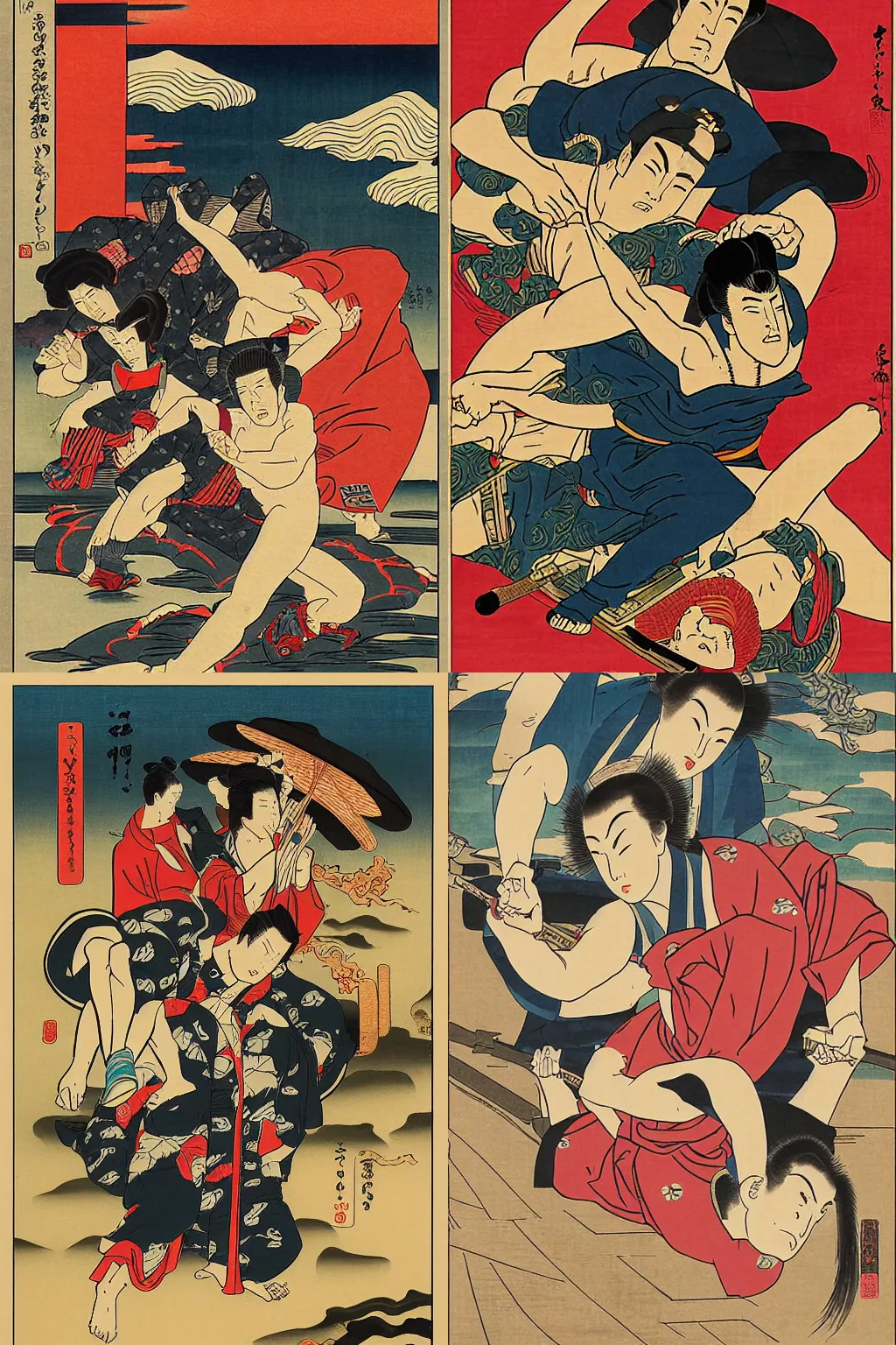 Prompt: action movie poster in the style of ukiyo-e