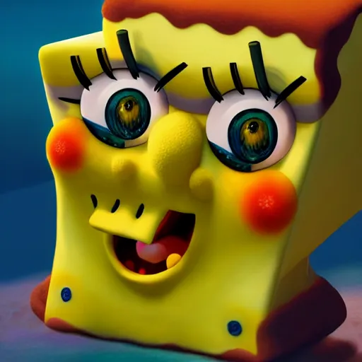 Image similar to realistic sponge bob as human face highly detailed, intricate, sharp focus, digital art, 8 k