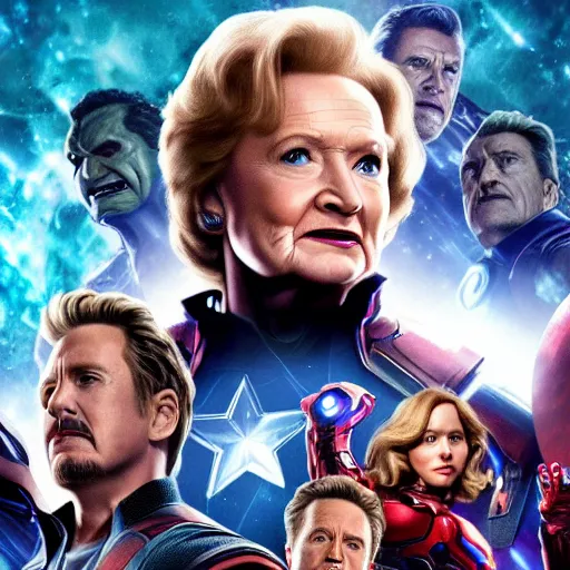 Image similar to Avengers Endgame (2019) played by Betty White as the HULK, close up action, 8K, 4K, action shot, movie still, cinematic