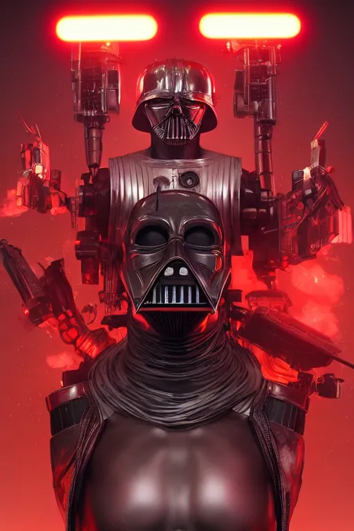 Image similar to T800 endoskeleton mixed with Darth lord Sith, RPG Reference, art by ilya kuvshinov, artgerm, Alphonse mucha, and Greg Rutkowski, Trending on Artstation, octane render, Insanely Detailed, 8k, HD